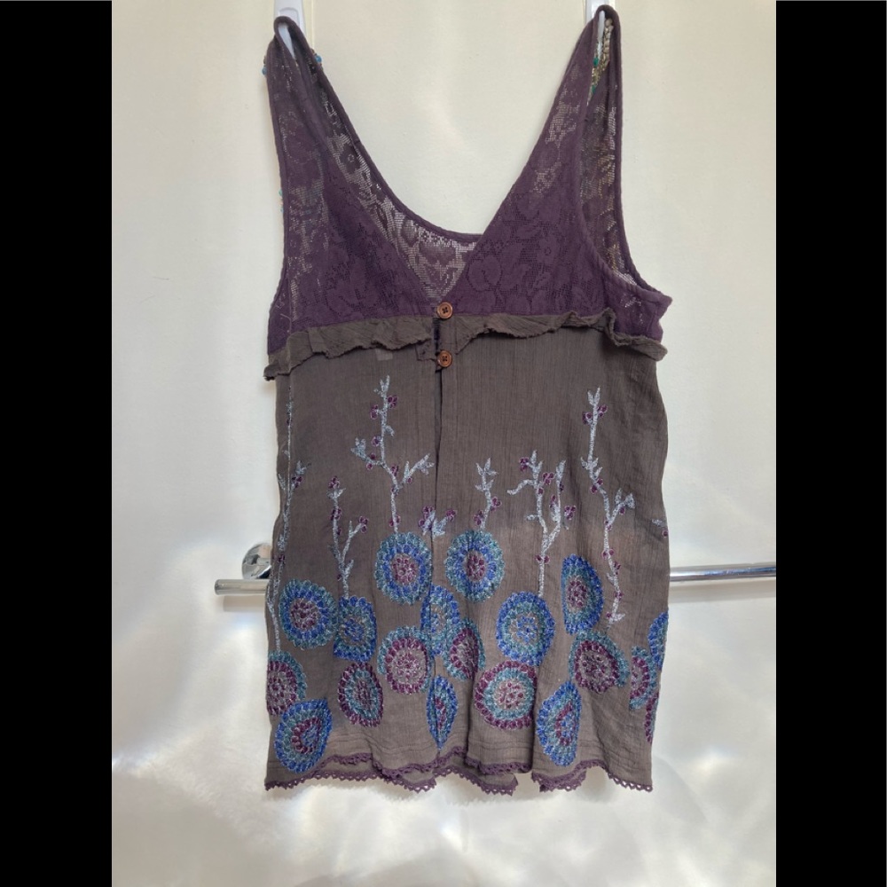 Free People Sleeveless Lace Embroidered Top